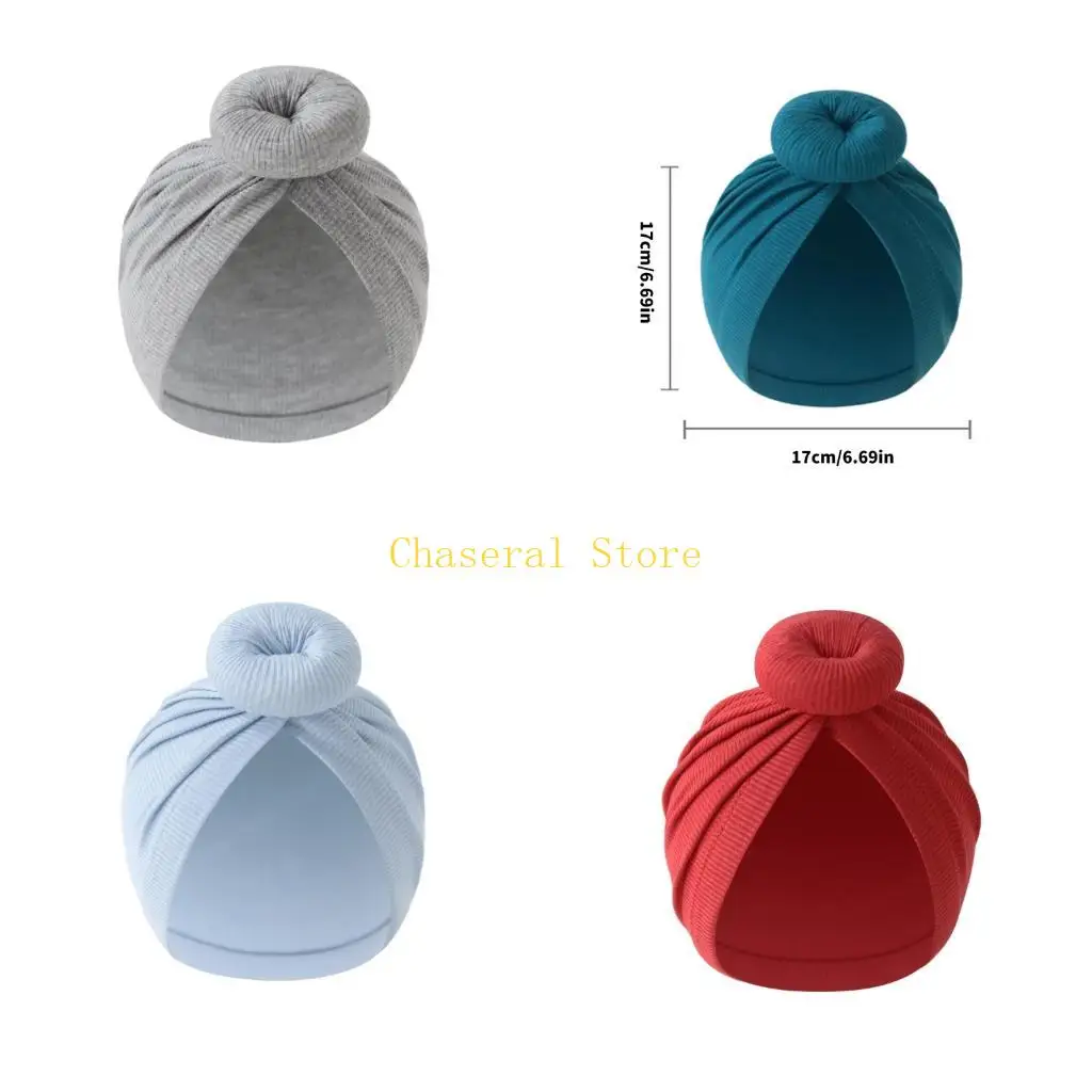 

E7CE Cotton Baby Headwrap Caps Breathable Nursery Hat Soft Breathable Turban Hat