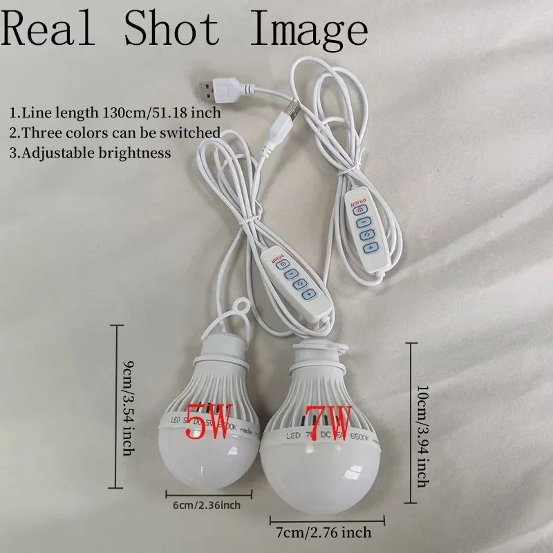 5V Led Camp Light Usb Emergency Bulb 3 Color Dimmable Hanging Tent Lamp for Work BBQ Fishing Repair Out Door Camping Equipment image 3