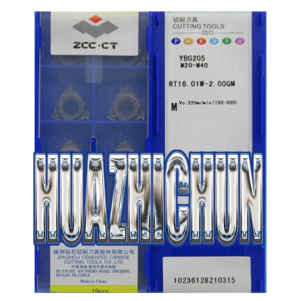 

HUAZHICHUN YBG205 RT16.01W-1.25GM/3.00GM/1.00GM/1.50/2.00 Lathe Cutter Internal Threading Inserts