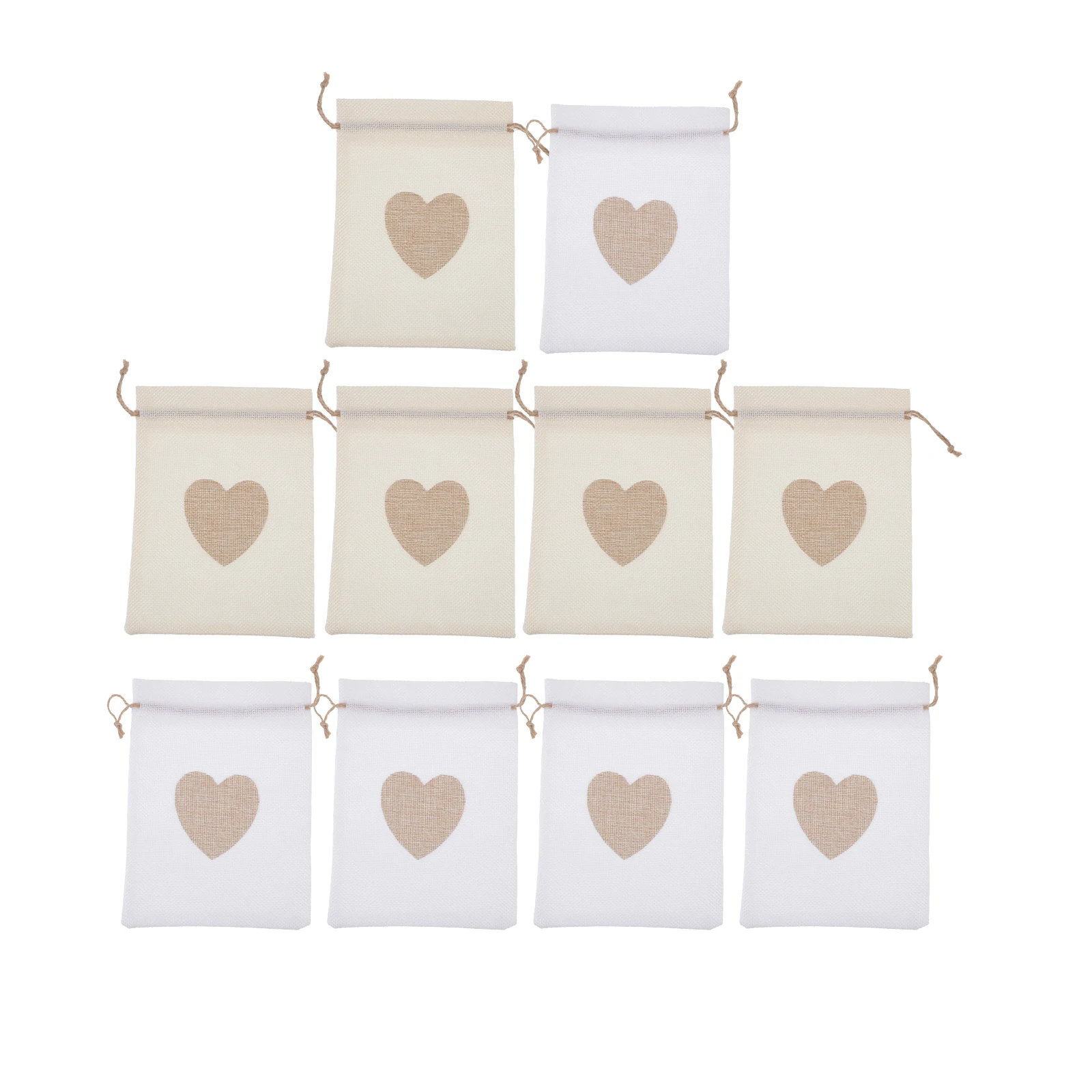 

10 Pcs Happy Candy Burlap Gift Bag Child Christmas Goodie Rag Kids Drawstring Bags