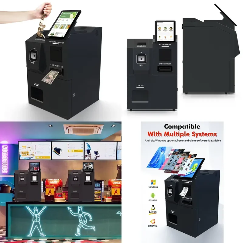 for USW Custom Self Service Cash Payment Kiosk with Paper Coin Acceptance and Change Dispensing Function