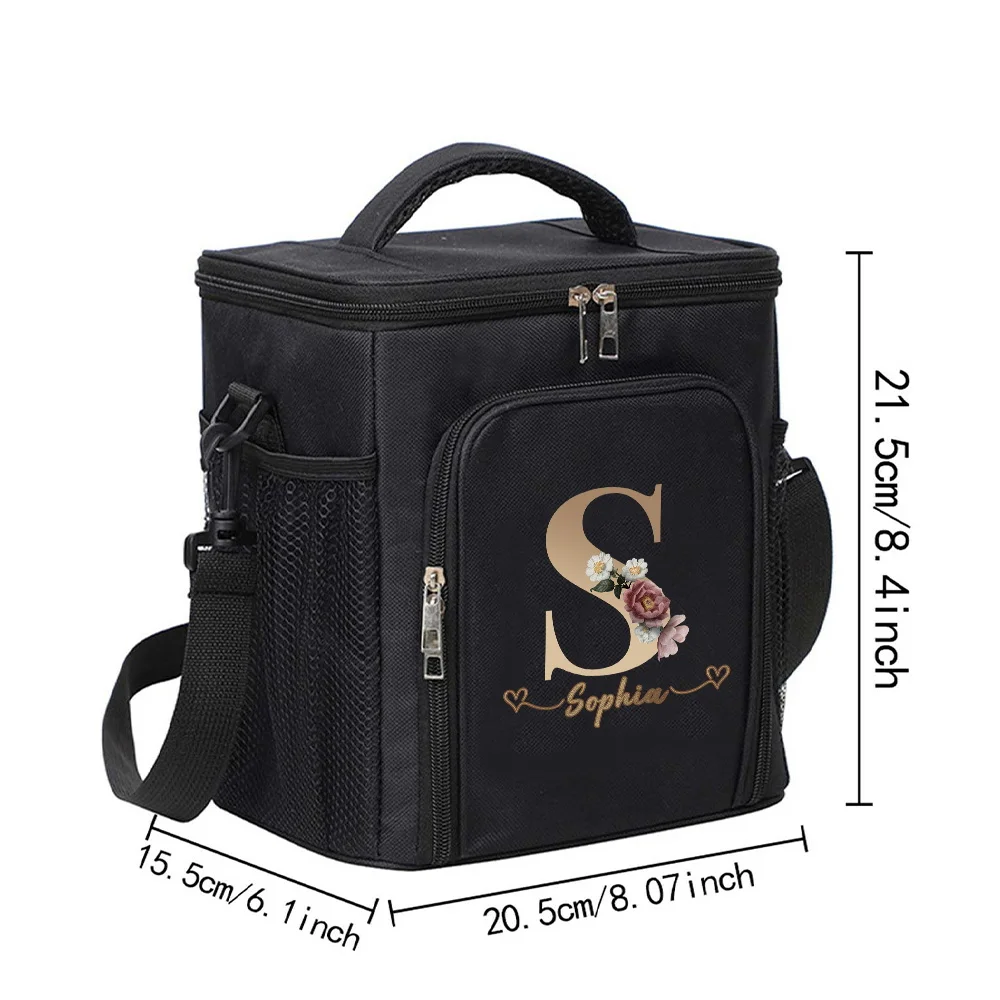 Customizable Name Men's and Women's Double-layer Lunch Bag Insulated Bento Bag Portable Large Capacity Double-layer Bento Bag