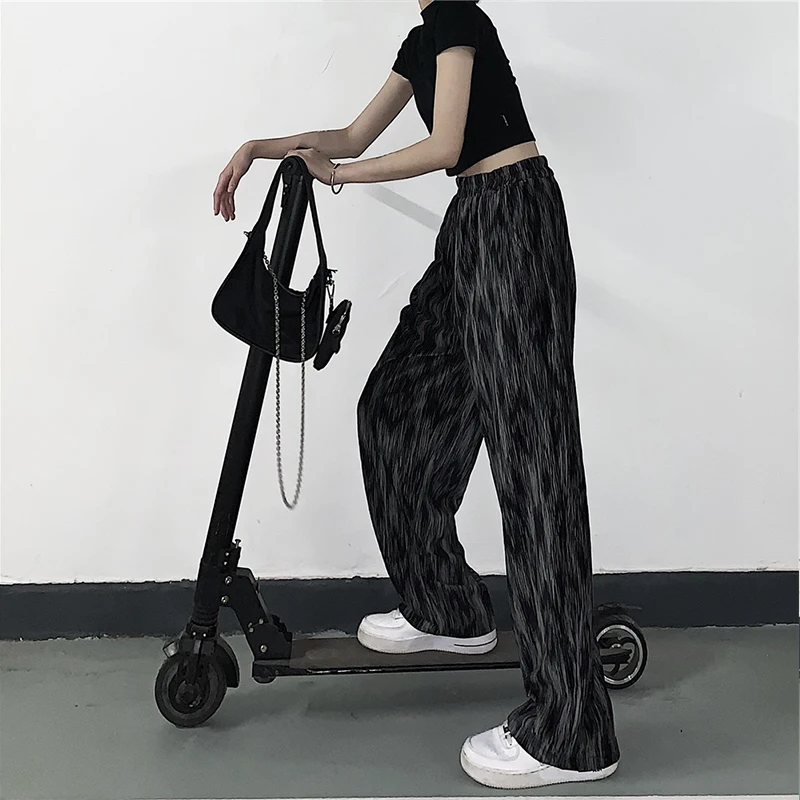 

Women Bottoms Black Vintage Baggy Pants Fashion Tie Dye High Waist Straight Pants Street Casual Wide Leg Trouser Ladies Summer