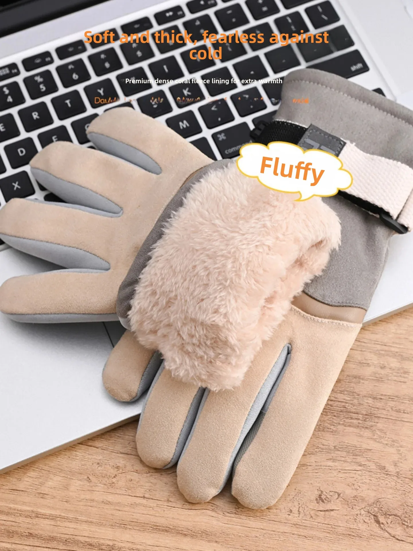 Thickened Fleece Winter Cycling Gloves Women's Leather Velvet Cold Proof  Vehicle Anti-freeze Warm Touch Screen Gloves