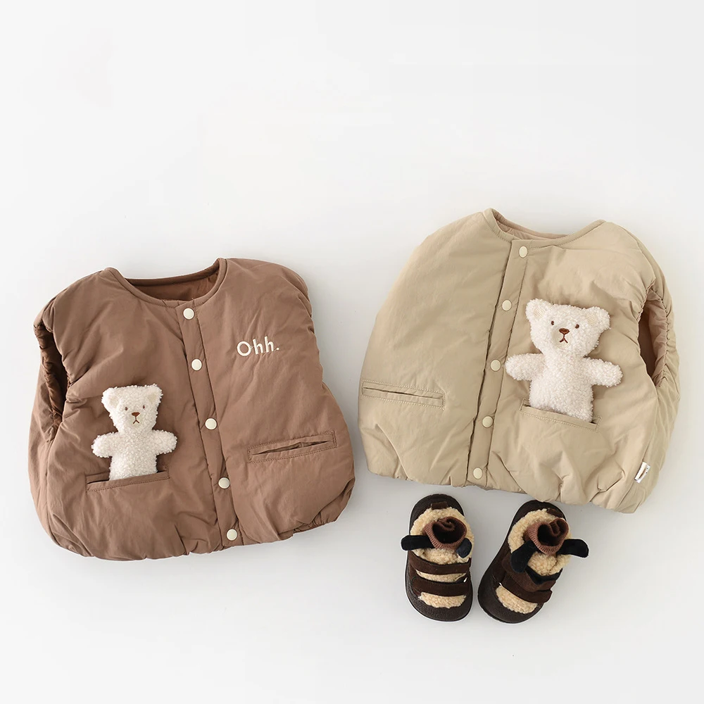 

MILANCEL новый зимний детский жилет для детей от 6 месяцев до 3 лет, утепленный жилет с надписью для маленьких девочек, простое теплое пальто с флисовой подкладкой для младенцев