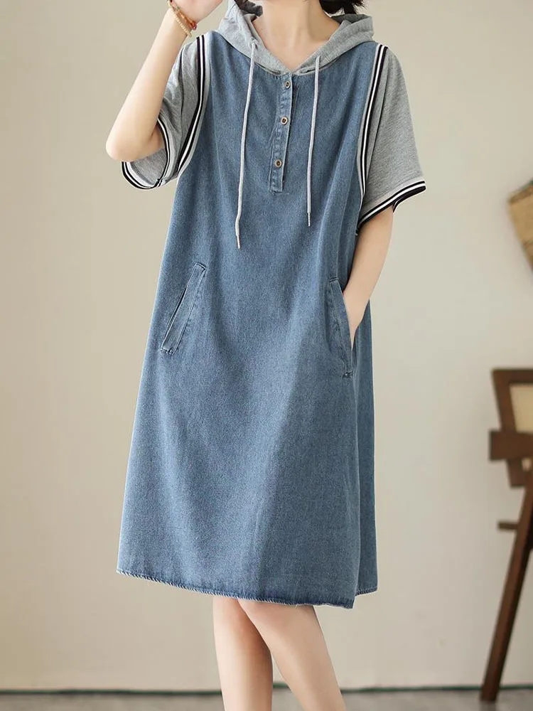 Amax luluE 2025 letnie długie ubrania moda damska luźna elegancka Denim Mini sukienki damskie luksusowe Vintage Casual Classic Vestidos — zdjęcie 6