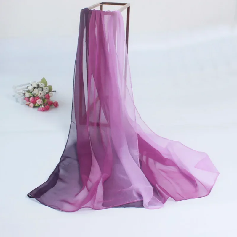 Summer Fashion Chiffon Scarves Gradient Colors Beach shawl Georgette Female Silk Scarves 50 *160cm Long Gauze Chiffon Scarf