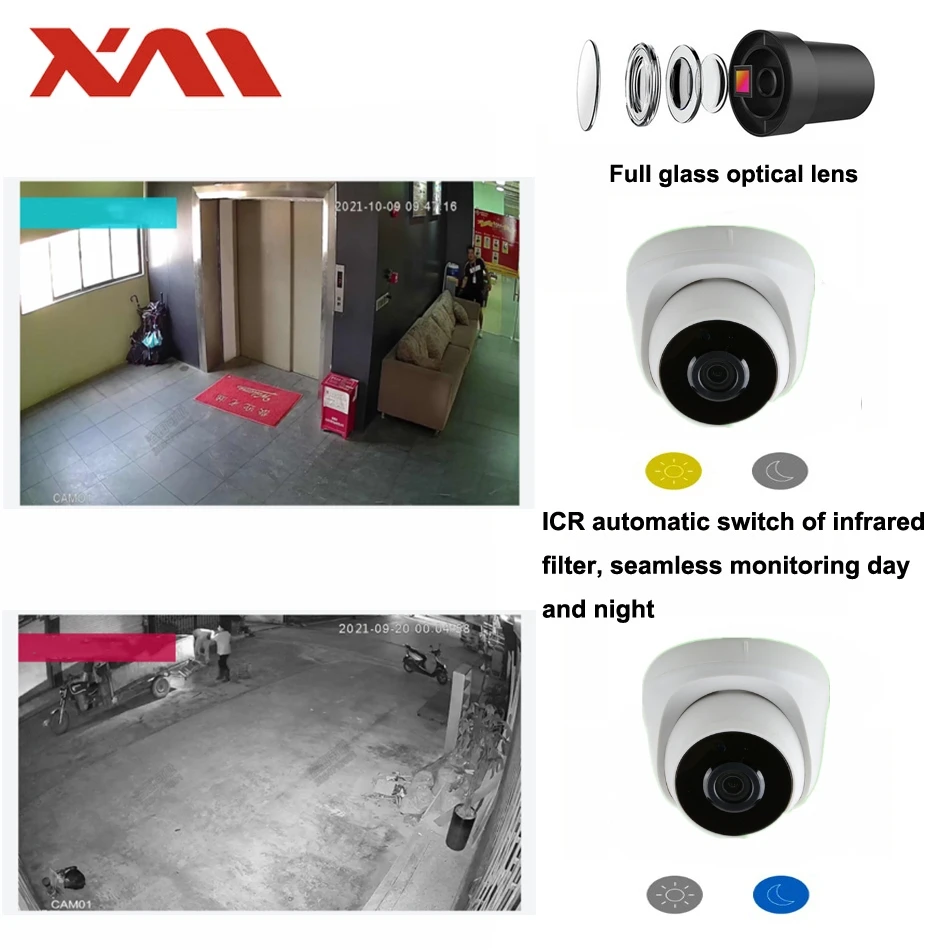 Imagem -04 - Xm-hd Câmera de Segurança Cctv ip Indoor Audio Dome Cam Lente ir P2p Rede Android Iphone Xmeye View 28 Milímetros 4.3 mp