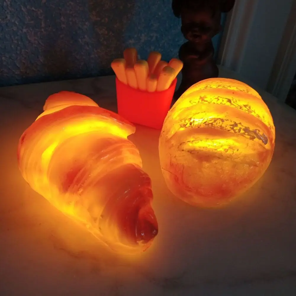 Simulated Bread Lamp Creative Home Croissant Cross Bread Atmosphere Light Cake Shop Decoration Funny LED Night Light