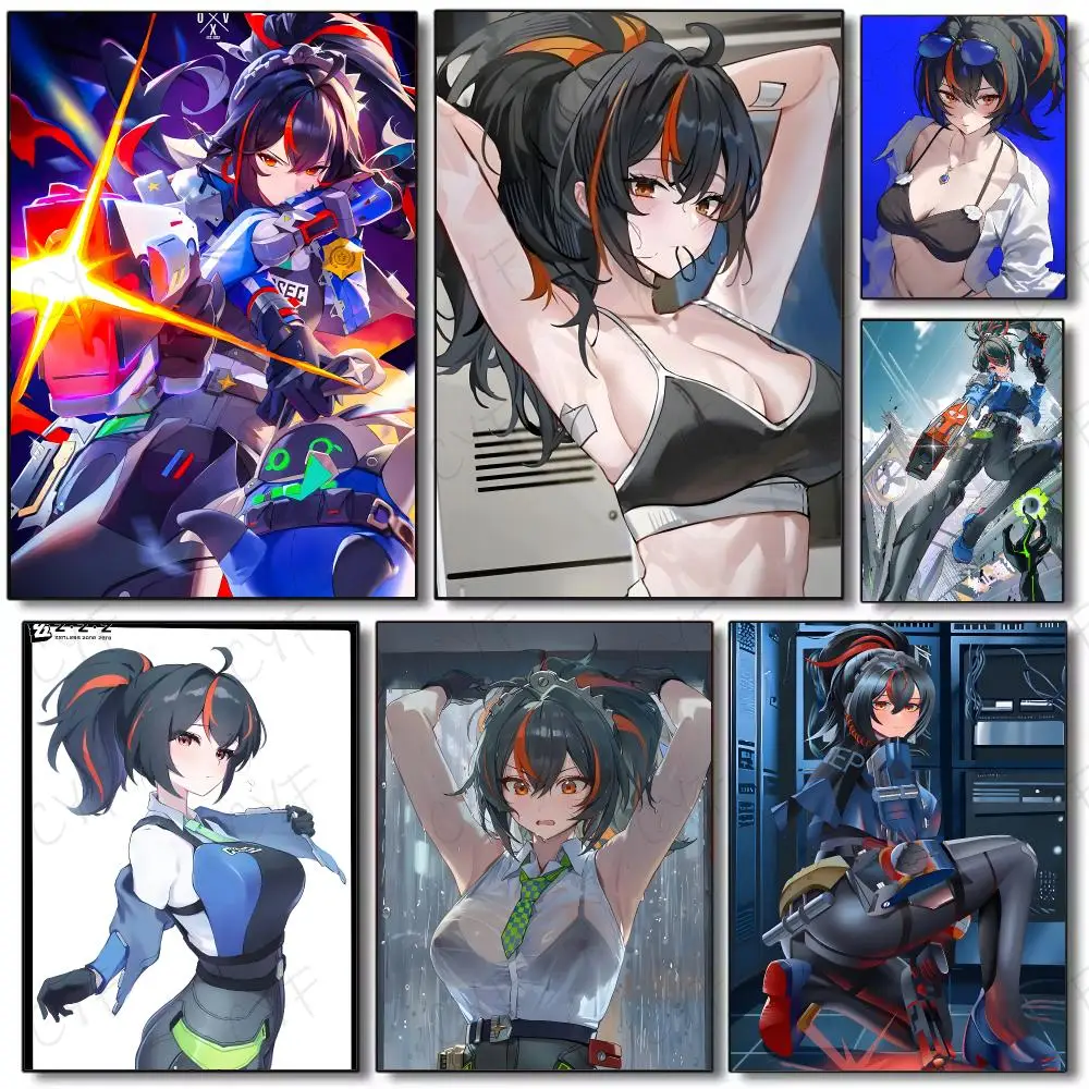 assassin lady Z-Zenless Zone Zero Zhu Yuan Poster Painting Wall Art Mural for Living Room Home Decor and Gifts