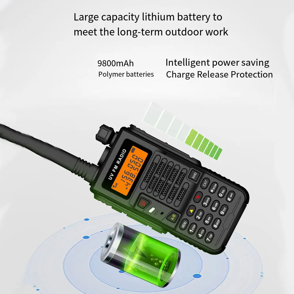 UV-X5プラスマルチチャンネルトランスレシーバー、長距離通信、dengan、uhf、vhf、高出力、黒、赤