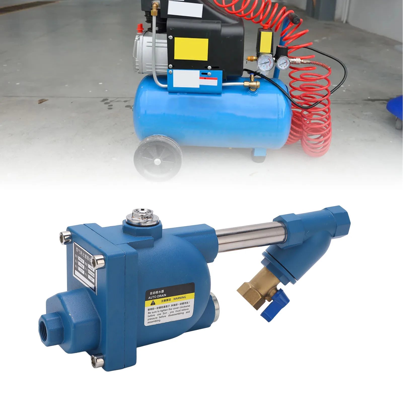 

WBK-20 Air Compressor DN15 Inlet DN10 Outlet Automatic Drainer Mass Flow Aluminum Alloy Pneumatic Drainage Valve for Gas Tank