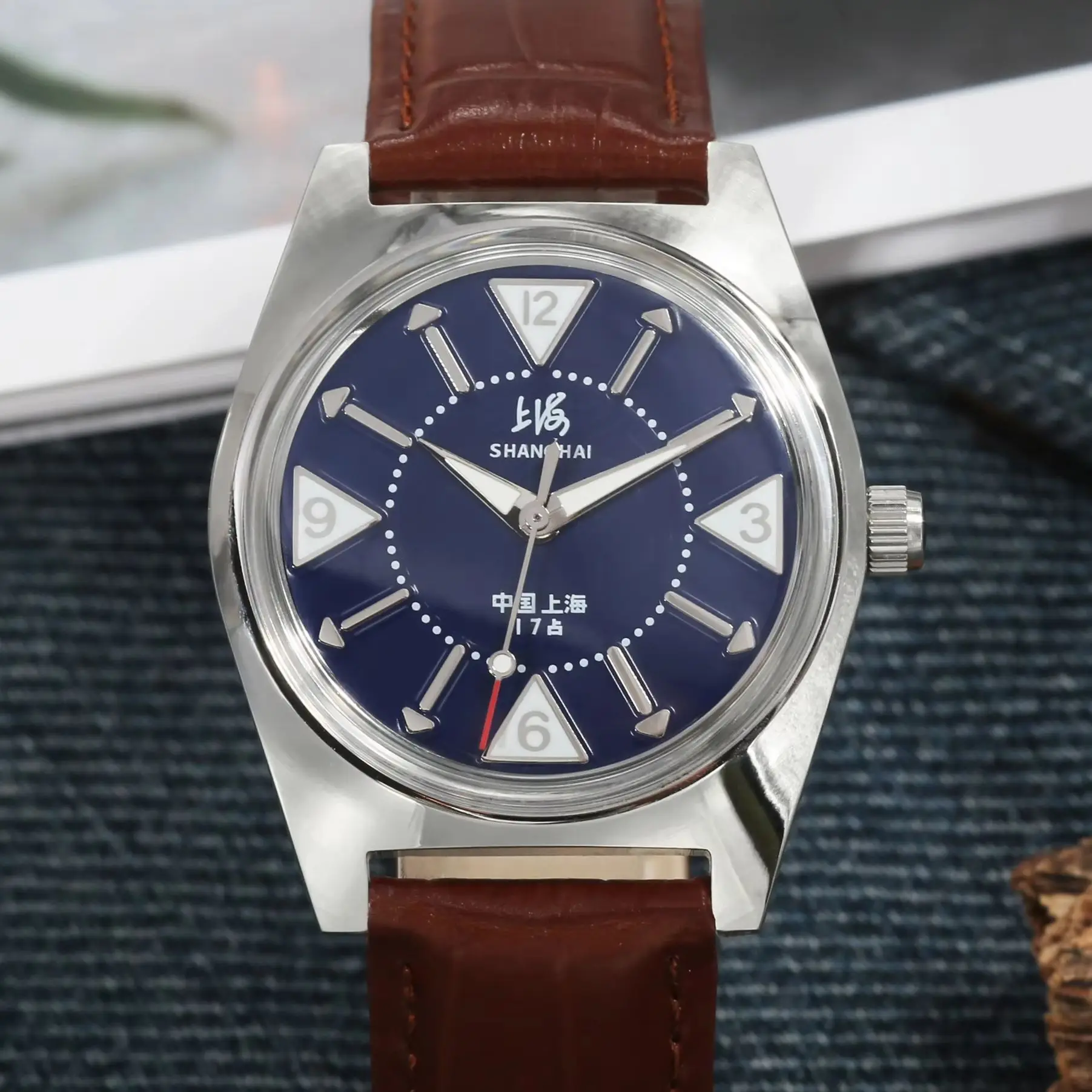 Reloj Mecánico Shanghai de 36 mm 7120, Resistente al Agua, de Cuerda Manual, Estilo Vintage para Hombre, Regalo Único para Hombre, Reloj de Pulsera de Estilo Clásico