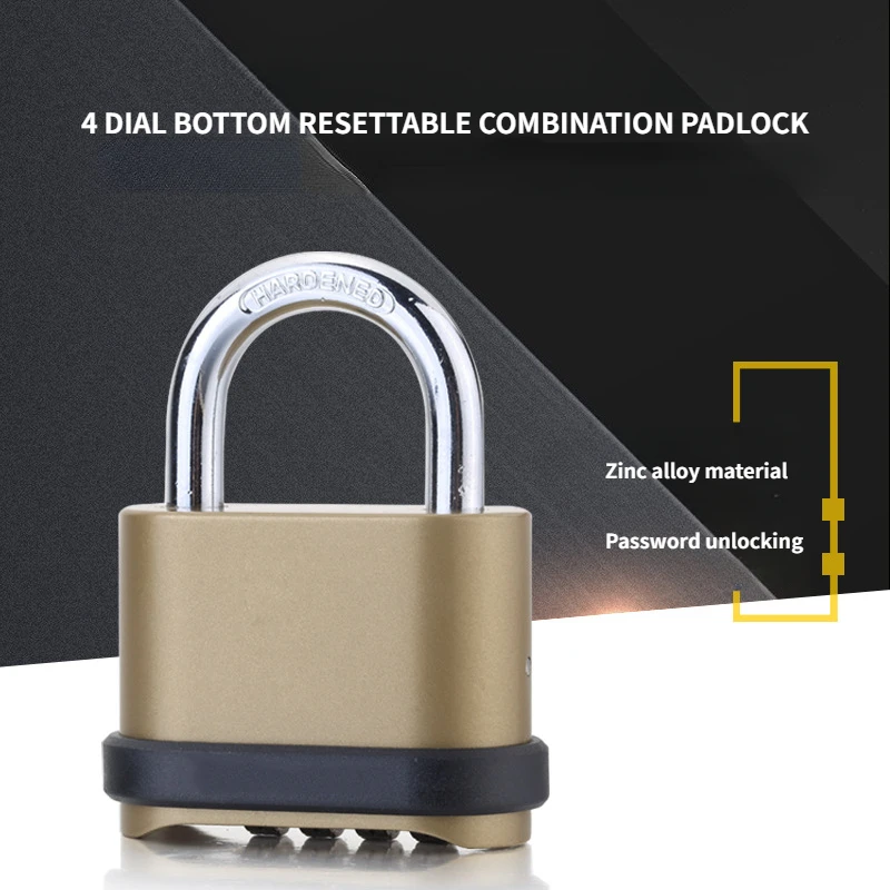 

4 Digit Number Combination Padlock Waterproof Lock For Garage Closet Door Security Safety Lock Code Keyed Anti-thieft Lock