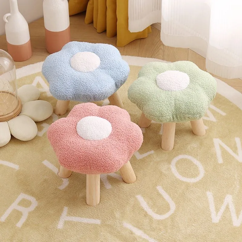 Flower Small Stool Adult Low Stool Household Doorstep Stools Tea Table Sofa Side Bench Cute Shoe Changing Stools Ottomans  Pouf