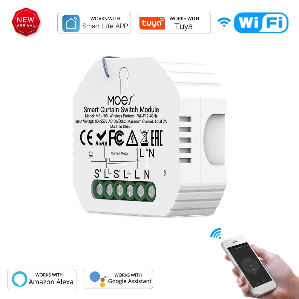 Tuya WiFi Smart Curtain Switch Module Roller Blinds Shutter Motor Smart Life APP Remote Control Alexa Google Home Voice Control