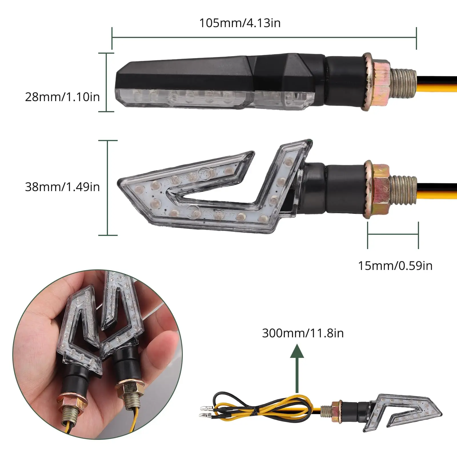 4 Pcs Universal Motorcycle Turn Signal LED Lights Signals Brake Light Bulb Waterproof IP65 High Power Bulb Lamp 10W Amber Signal