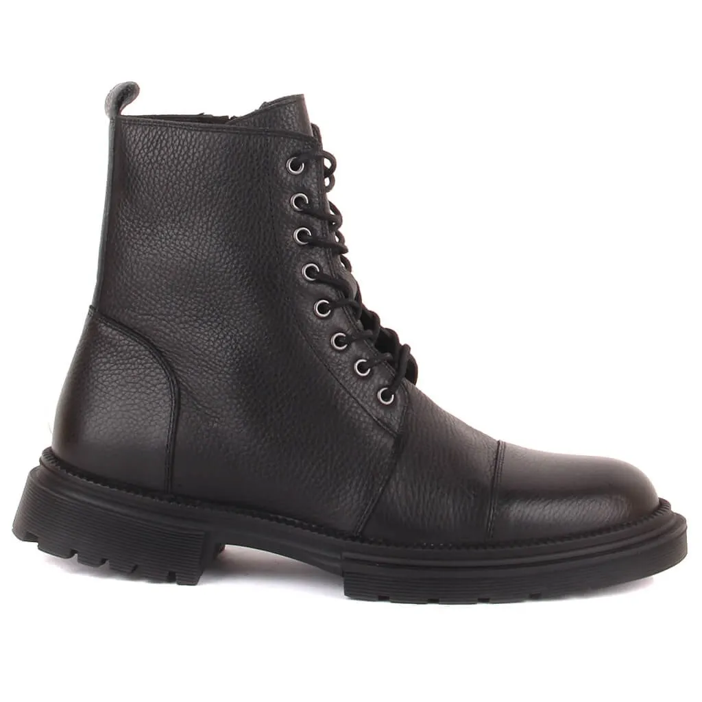 Sail-Lakers Black Leather Lace-Up Men Boots