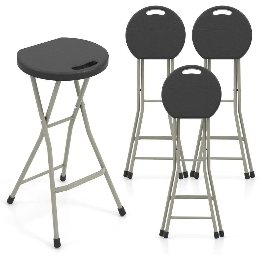 

Portable Folding Bar Stool Set of 4, 28 Collapsible with Handle, 330lbs Capacity, Lightweight Metal for Home Kitchen Bar