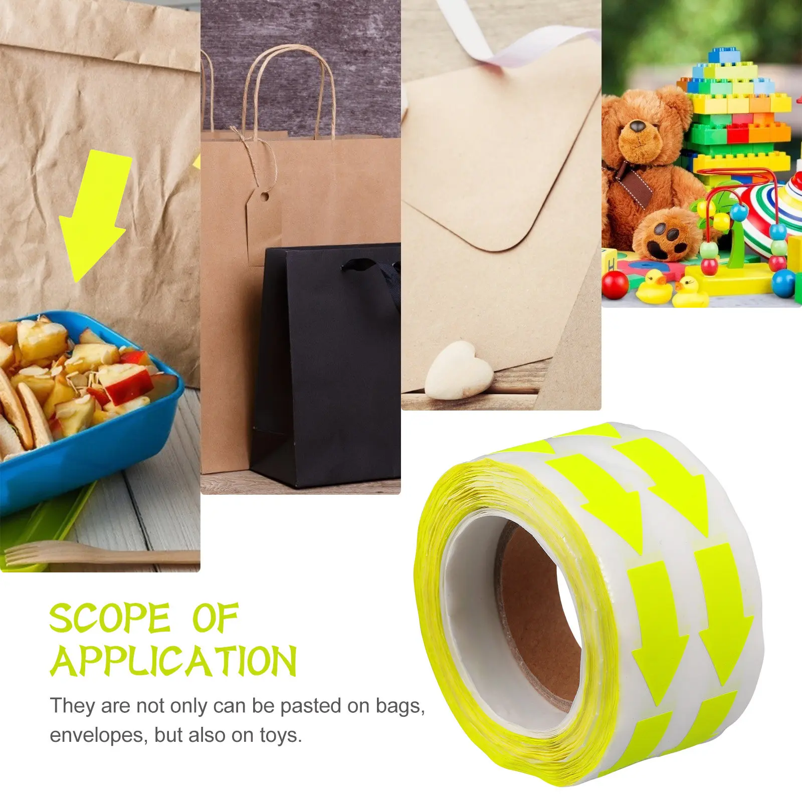 

1 Roll Bright Fluorescent Arrow Sticker Labels Self-Adhesive Removable Decorative Craft Stickers for DIY Labeling Warning