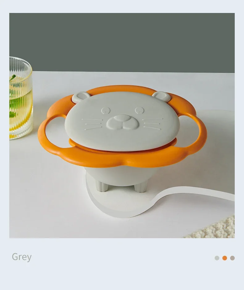 Baby Baby CHILDREN'S Bowl 360 Degree Rotation Gyro Bowl Lion Bowl Balance Bowl Do Not Pour Anti-scald and Anti-fall Eating Bowl