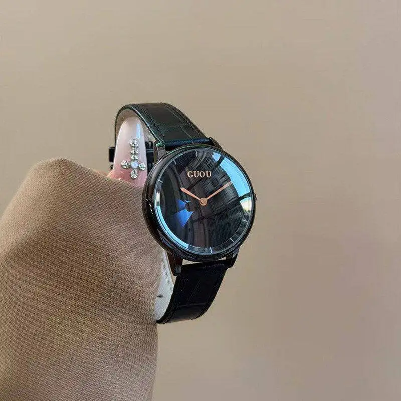 ساعة نسائية جديدة، أزياء على الطراز الكوري، ساعة نسائية عصرية وأنيقة مع حزام جلدي، هدية مثالية للنساء.