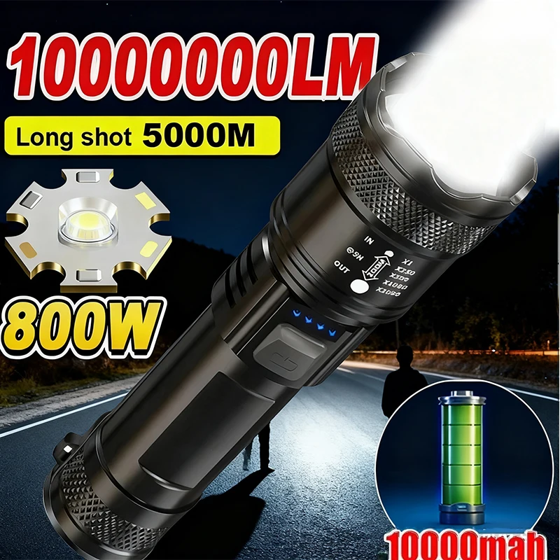 

Super Bright LED Flashlight Type-C Rechargeable Long Range Tactical Torch Outdoor Waterproof Emergency Camping Fishing Lantern