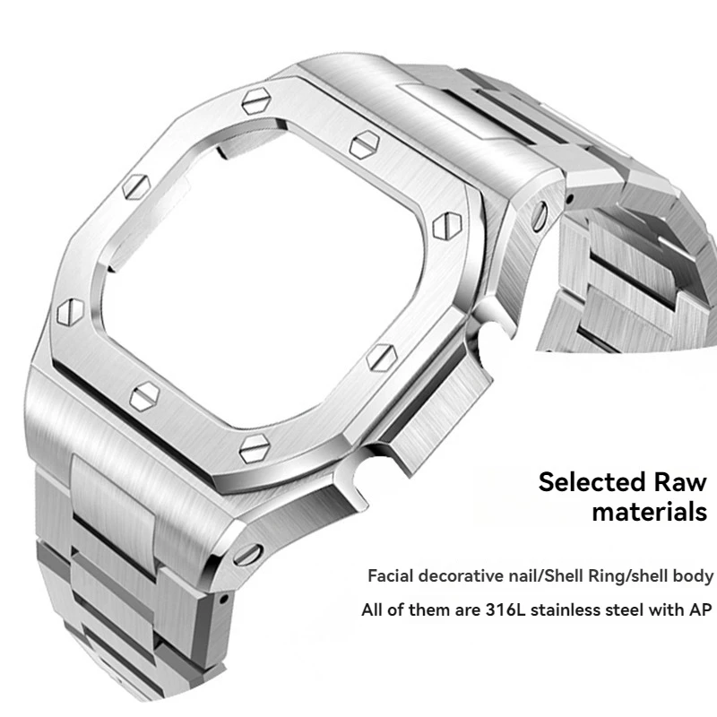 Upgrade Modified Full Metal Case & Watch Strap For G-SHOCK DW5600 Series GW-B5600 GWM-5610 Square Watch Replacement Parts