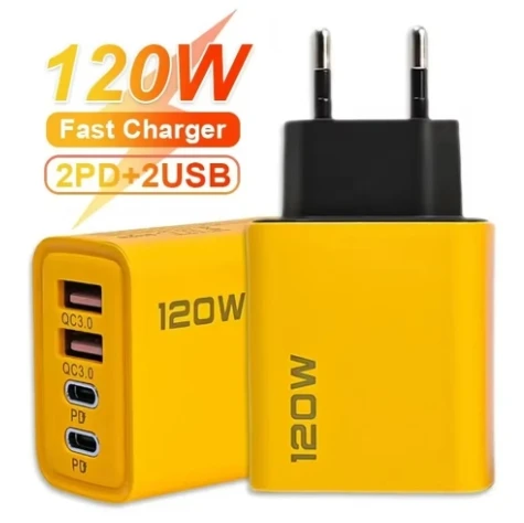 120W Fast Charger USB Type C Quick Charge 3.0 Chargers Adapter For iPhone Samsung Xiaomi Tablet Laptop PD USB-C Charging Plug