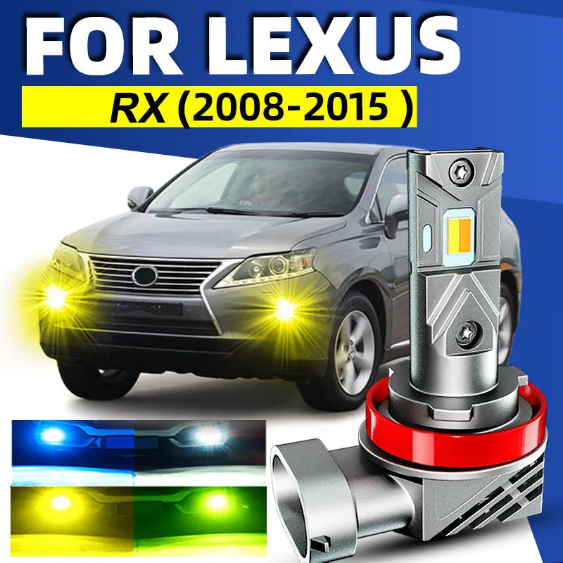 2x Car LED Front Fog Lights Bulbs Dual Colors Switchback White Yellow For Lexus RX 350 2008 2009 2010 2011 2012 2013 2014 2015