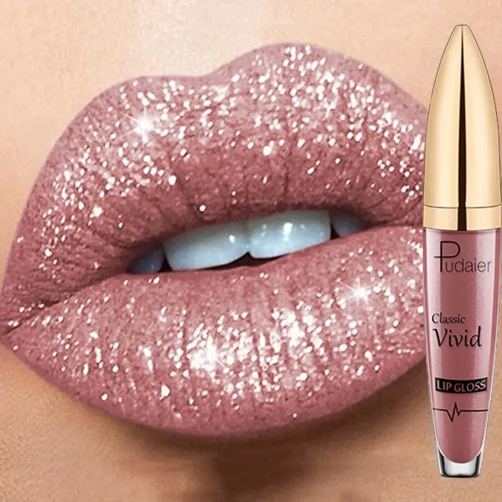 Nieuwe 10-kleuren parelmoer lipgloss matte waterdichte vloeibare lippenstift make-up cosmetica diamant lipgloss glanzende lipgloss
