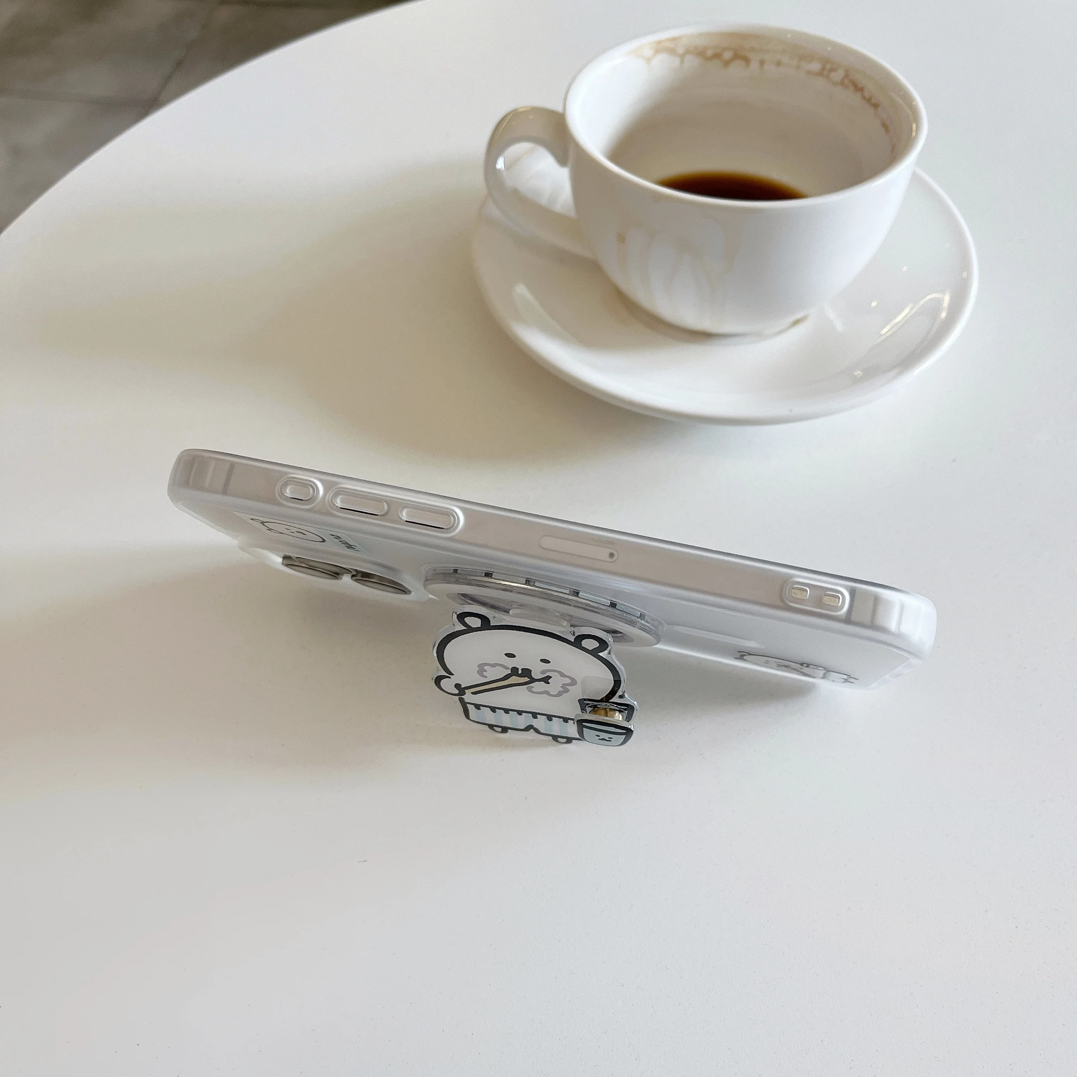 Healing White Bear Magnetic Suction Shell 360° Rotating Bracket  Phone Case For iPhone 13 14 15 16 Pro Max Anti Drop Case