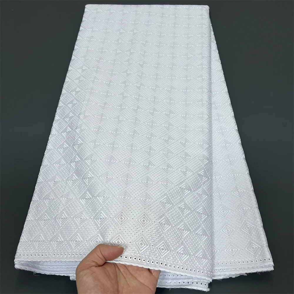

African Lace Fabric 2025 High Quality,Cotton Fabrics By The Meter,Embroidery,Linen,Wedding Dress,Blue,Tulle,Design,Cloth,5Yards