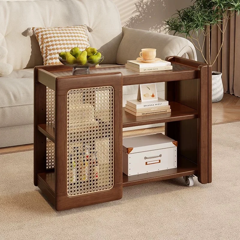 

Solid wood multi-functional art modeling side few living room Nordic sofa side few household simple side cabinet trolley