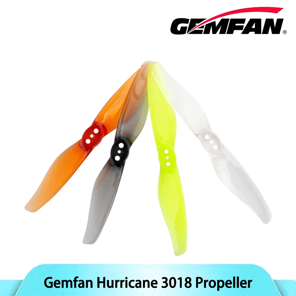 

4 пары Gemfan Hurricane 3018, 3-дюймовый 2-лопастной пропеллер с отверстием 1,5 мм/2,0 мм, Т-образное крепление для RC FPV Racing, зубочистка, дрон, многороторная часть
