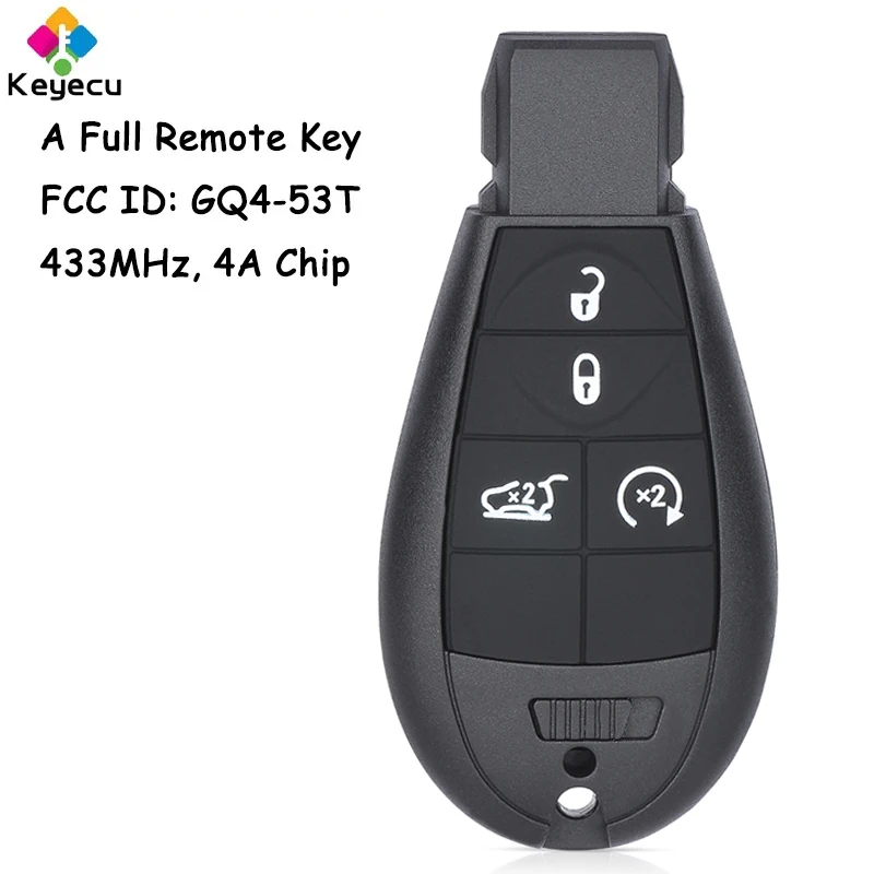 

Дистанционный автомобильный ключ KEYECU с 4 кнопками, чип 433 МГц, 4A для Jeep Cherokee Sport KL 2014 2015 2016 2017 2018 2019 Fob GQ4-53T