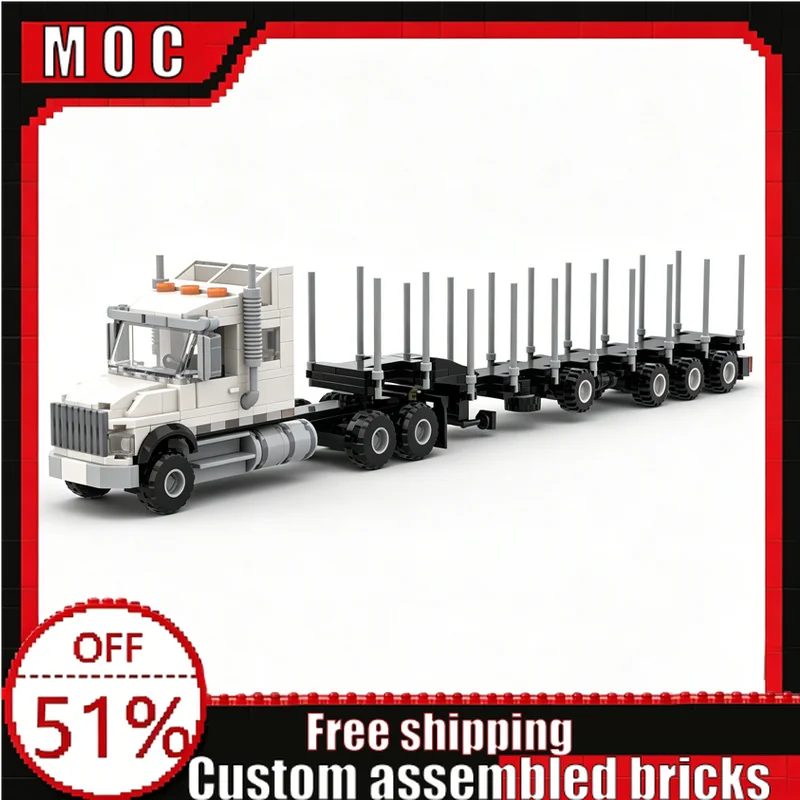 

410 Parts Heavy Duty Logging Truck With Semi Trailer Building Blocks Model Educational Assembly Toys Birthday Christmas Gifts