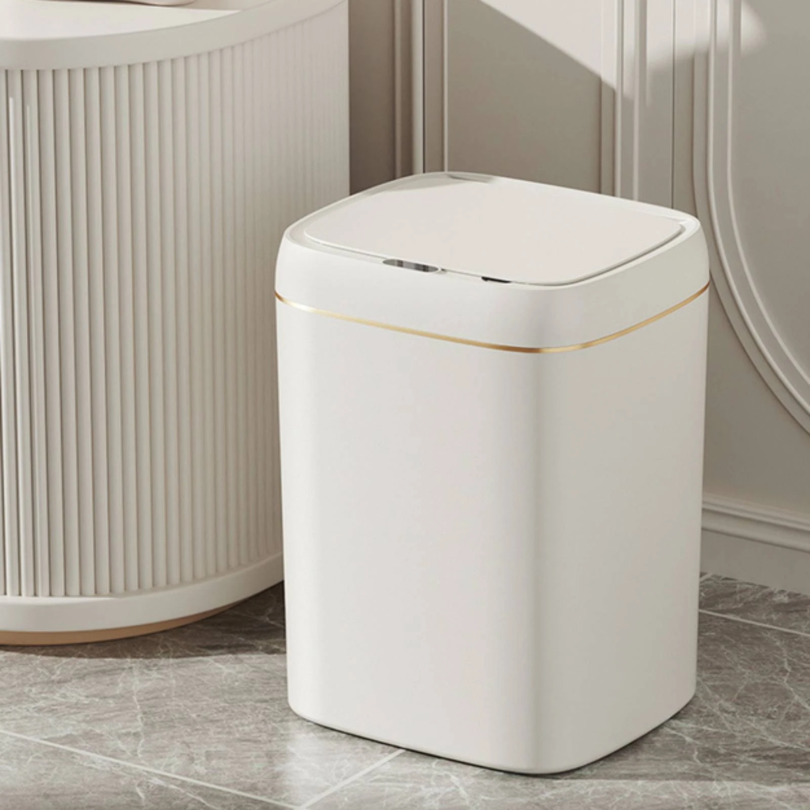 Smart Trash Bin Hands-Touchless Motion Sensor Trash Can Motion Sensor Bin Odor-Control Compact for Bathroom, Bedroom