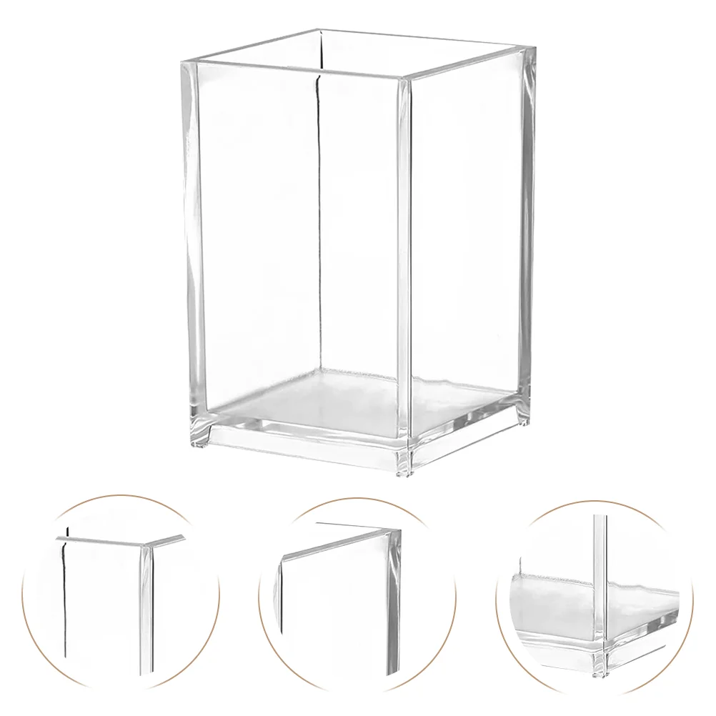 

4 Pcs Clear Pen Cup Tabletop Decor Acrylic Holder Stationery Multifunction Home Storage Bucket