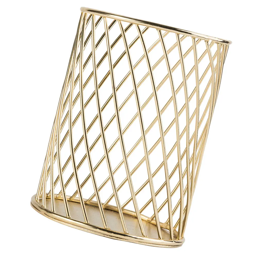 

1pc Metal Pen Holder Desk Organizer Simple Stationery Container Golden Iron Hollow Pencil Cup Makeup Brush Storage Office School