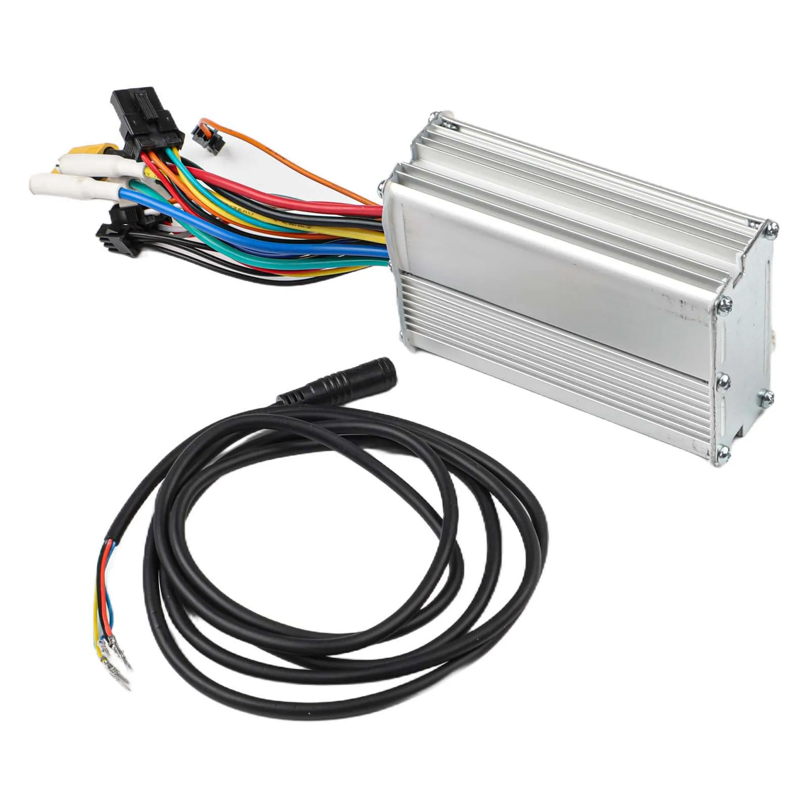 21A 48V 1000W Brushless Controller Silver Aluminum Alloy For Electric Scooter E Bike With Display Adapter Cable Replacement Part