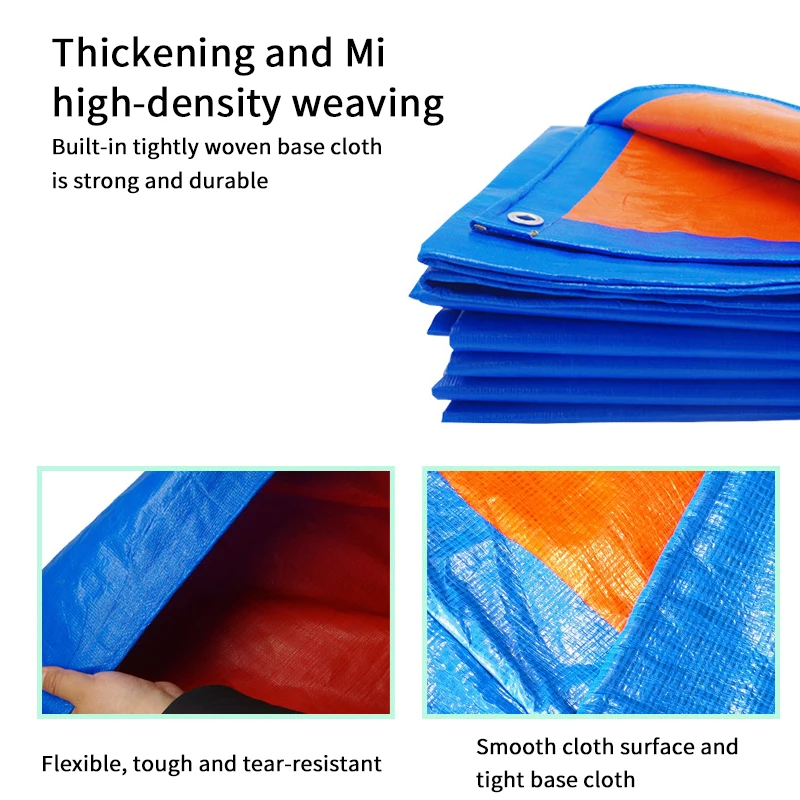 Plastikowe arkusze Zagęszczona niebieska pomarańczowa plandeka Osłona przeciwsłoneczna Zewnętrzna wodoodporna plandeka przeciwdeszczowa
