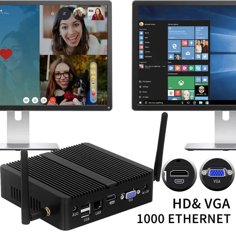 Senza ventola Piccolo Mini PC CPU Core I7 4500U I5 4200Y I3 4010Y DDR3L Ufficio MiniPC Computer Desktop Win10 Wifi Barebone Pc portatile
