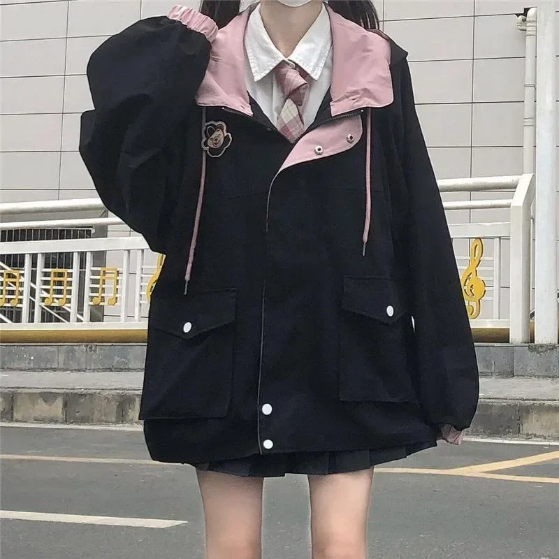 

2025 Korean Preppy Style Women Jacket Patchwork Loose Casual Students High Street Outwear Coat Woman