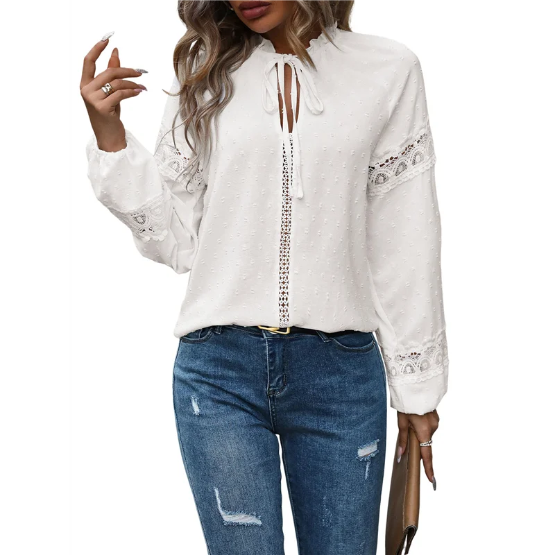 CYL-قميص تونيك نسائي كاجوال بأكمام طويلة وربطة عنق أمامية موضة خريف 2025 #1