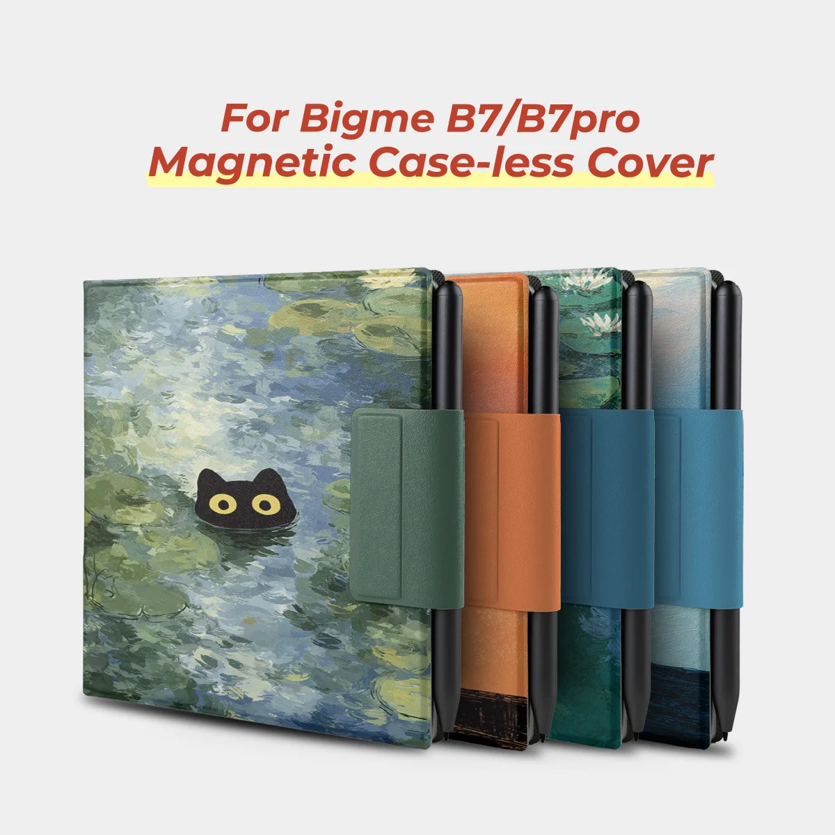 

Twosheep Magnetic Case for Bigme B7 Bigme B7pro 7 Inch Frameless Ultra Slim Auto Sleep Wake Monet and Cat Art Style