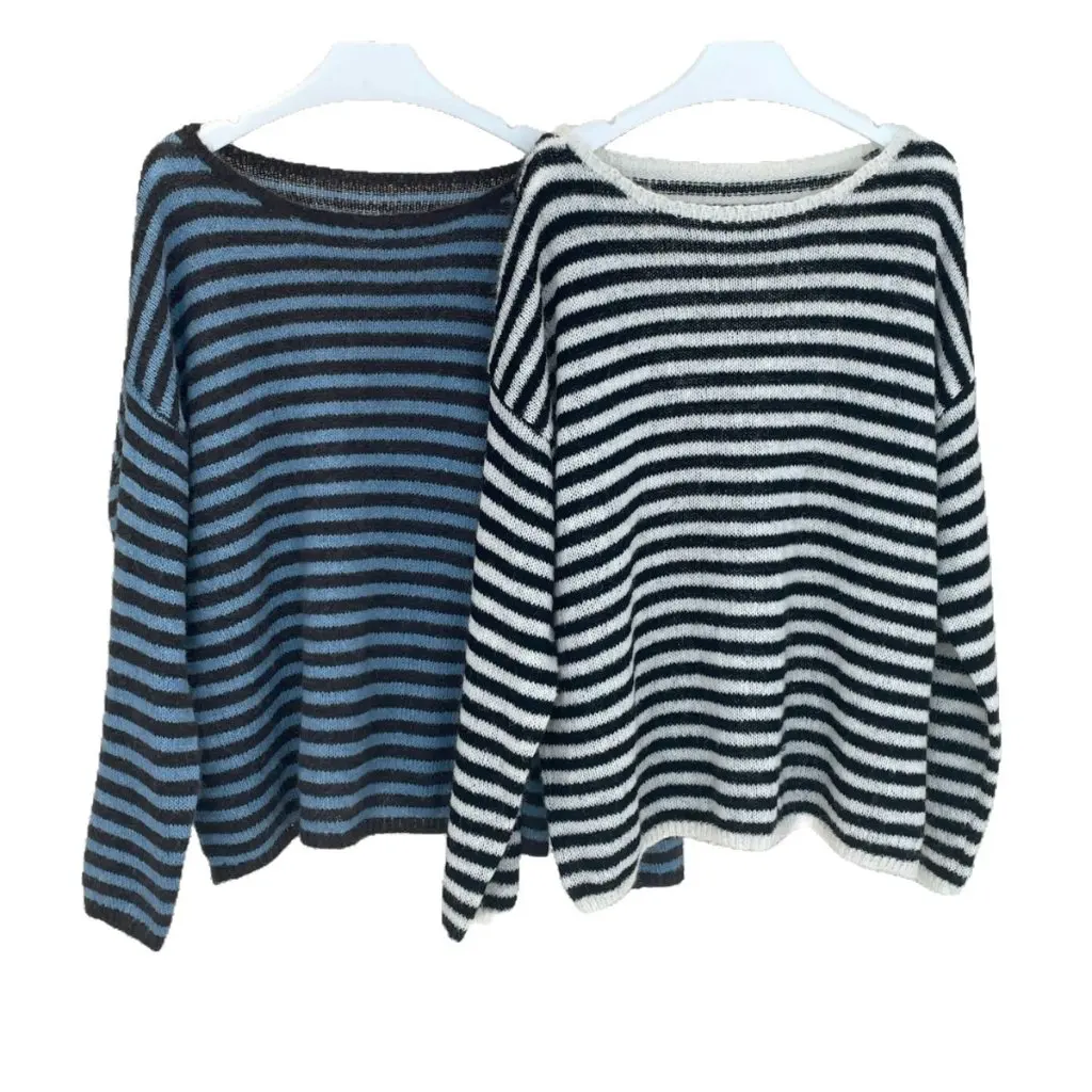 

Early Autumn New Korean Style Simple Loose Striped Wool Sweater Soft Skin-friendly Loose Top Women's Fashion Casual Wear