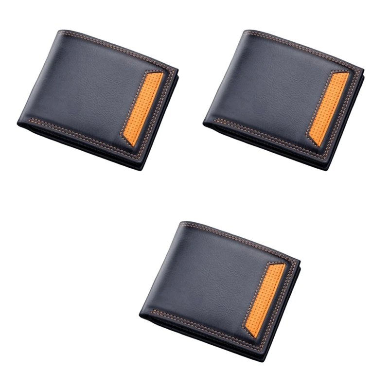 

3X Wallet For Men Wallet Men's Wallet Short Wallet Leather Wallet Men Men's Leather Wallet Purse Men(Black)