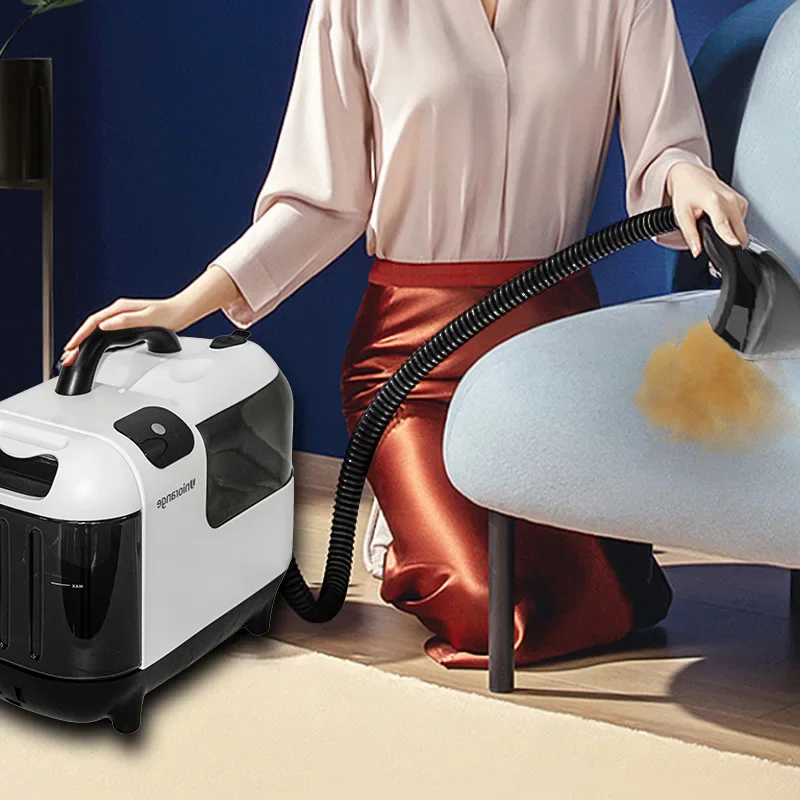

Handheld 1300ml Clear Tank High Temperature 100 degree Spray Scrub Vacuum All in 1 Steam Cleaner