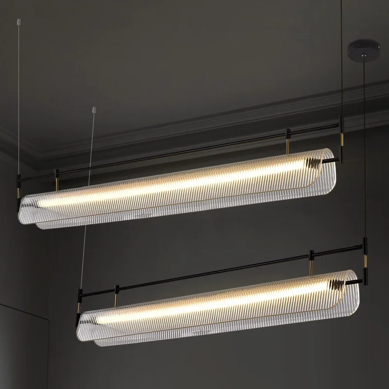 Italian Minimalist Restaurant Pendant Light Simple Designer Creative Long Strip Dining Room Bar Counter Linear Lighting Fixture